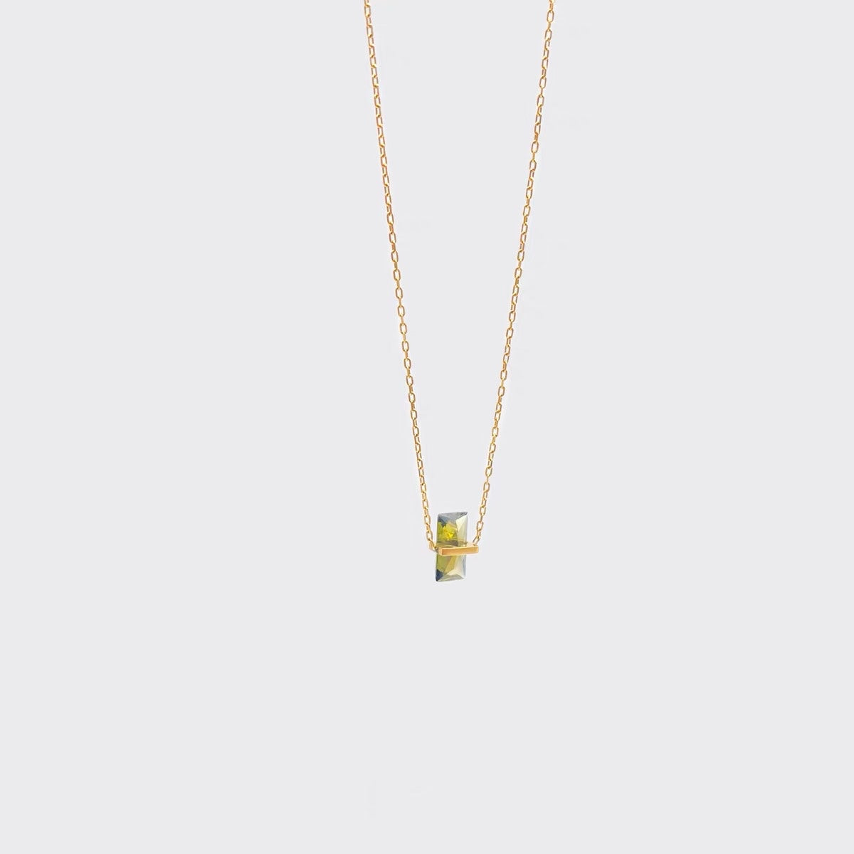 Olive Green Zirconia Balance Pendant Necklace