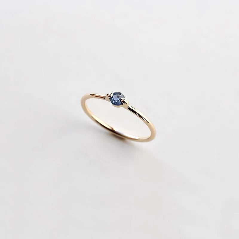18K Gold-Plated Blue Sapphire Ring