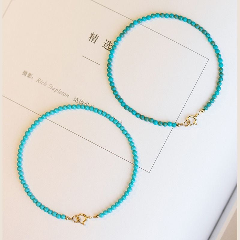 Delicate Natural Turquoise Bracelet - 2mm Thin