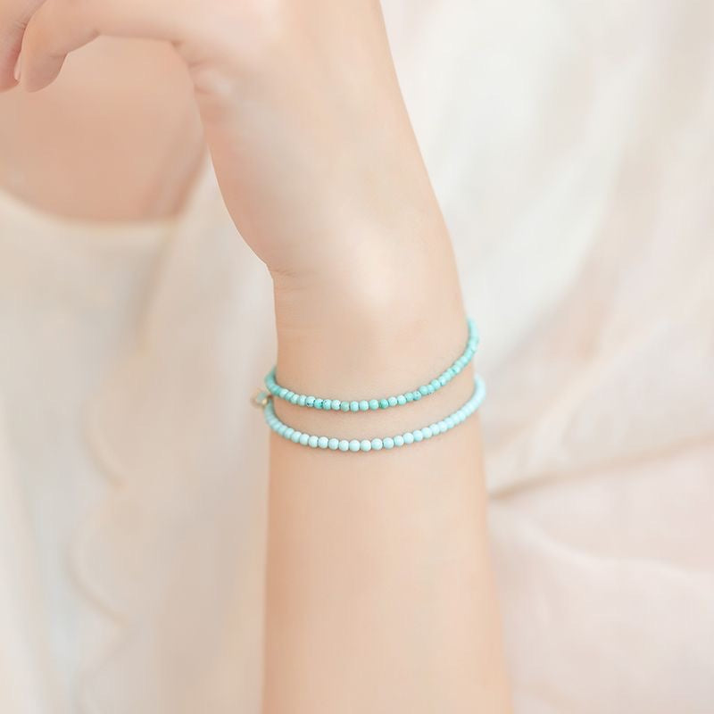 Delicate Natural Turquoise Bracelet - 2mm Thin