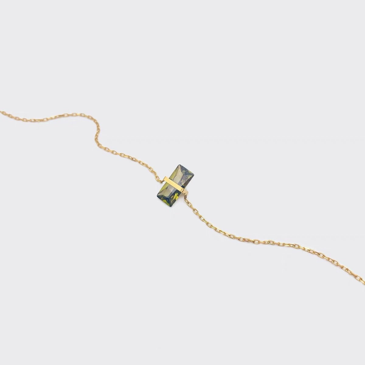 Olive Green Zirconia Balance Pendant Necklace