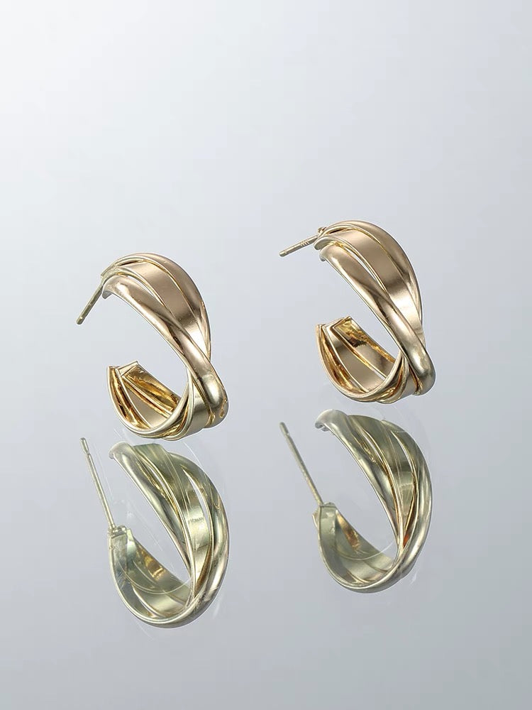 Gold French Vintage Hoop Earrings
