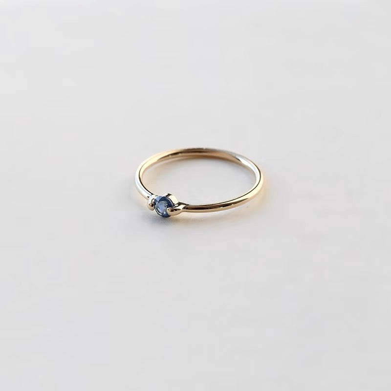 18K Gold-Plated Blue Sapphire Ring
