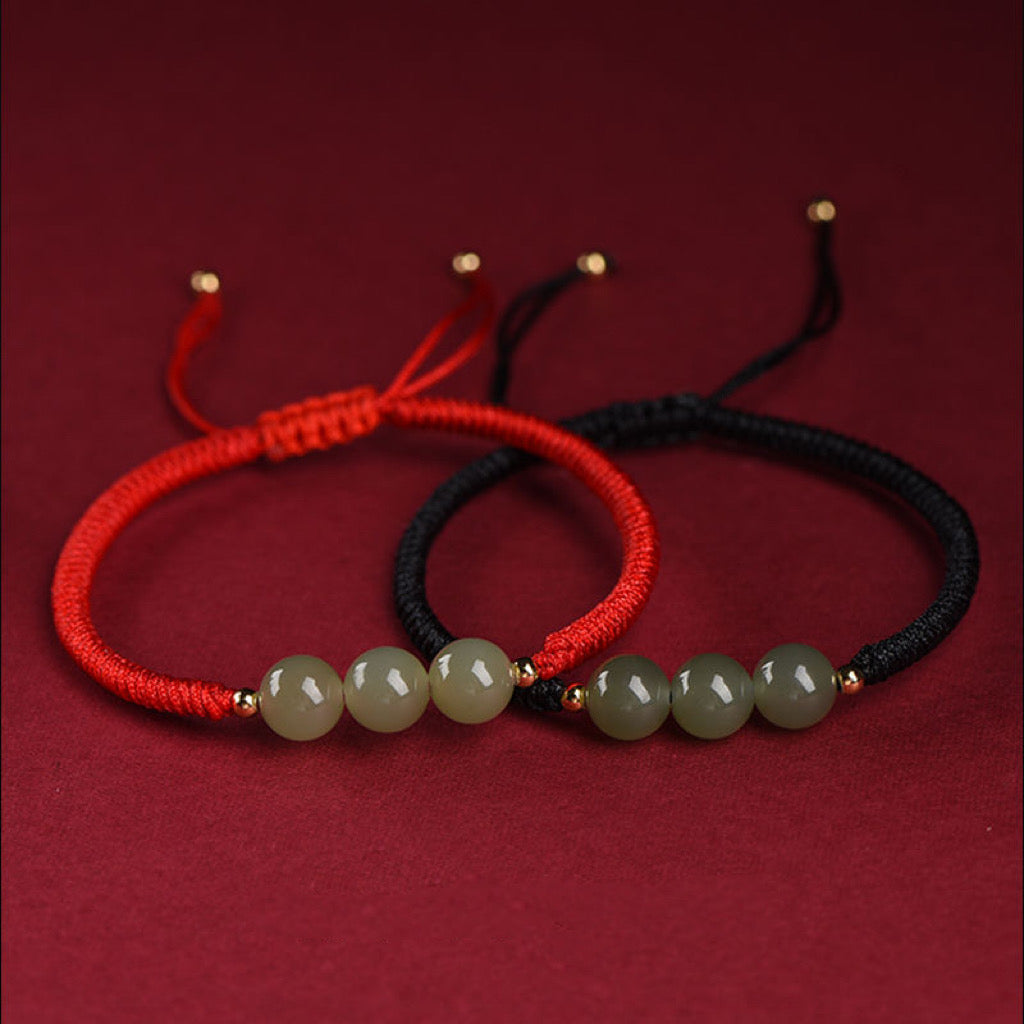 Jade and Glass Lucky Bead Bracelet