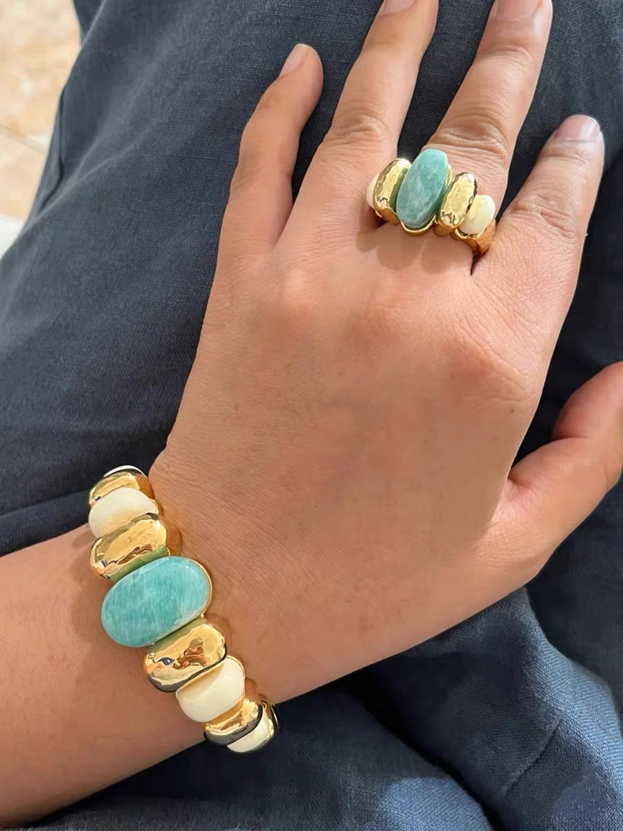Natural Blue Amazonite Ring