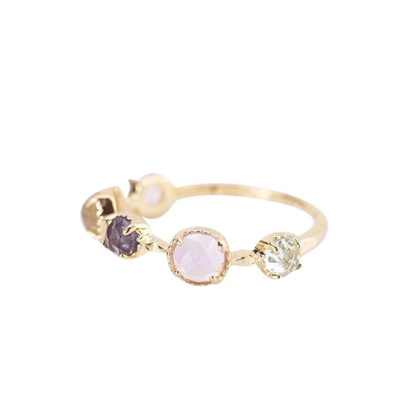 Topaz Moonstone Adjustable Open Ring