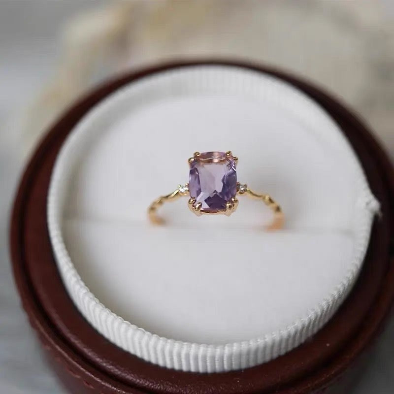 Amethyst Sugar Cube Ring