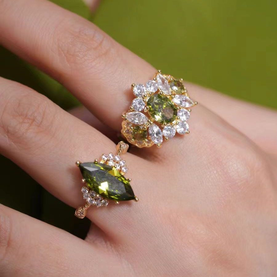 Vintage Olive Green Open Ring