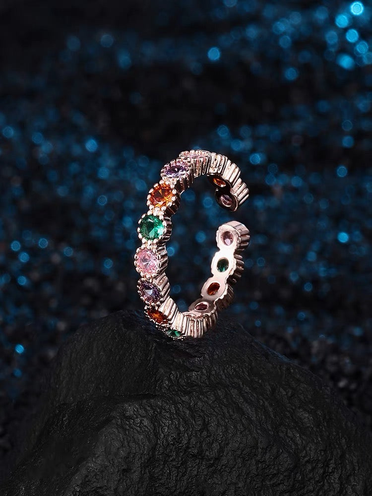 Rainbow Tourmaline Open Ring