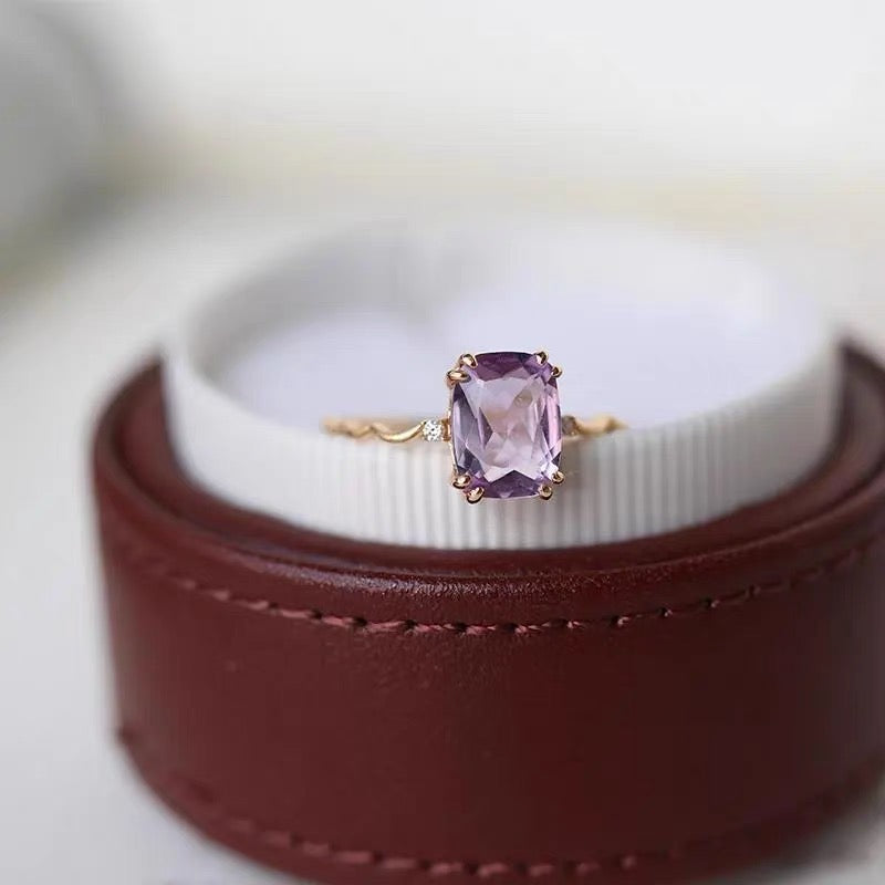 Amethyst Sugar Cube Ring