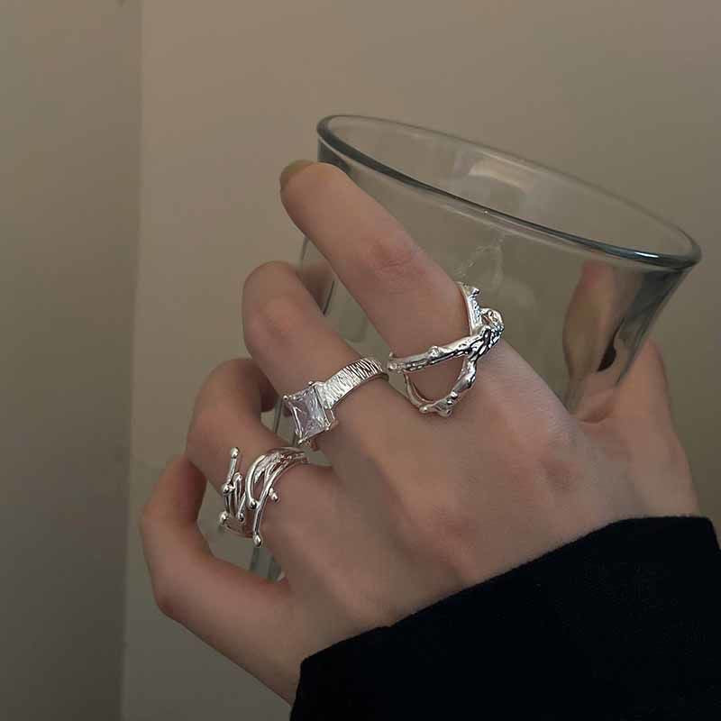 Geometric Square Zircon Open Ring