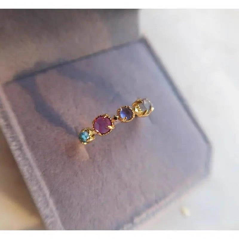Topaz Moonstone Adjustable Open Ring
