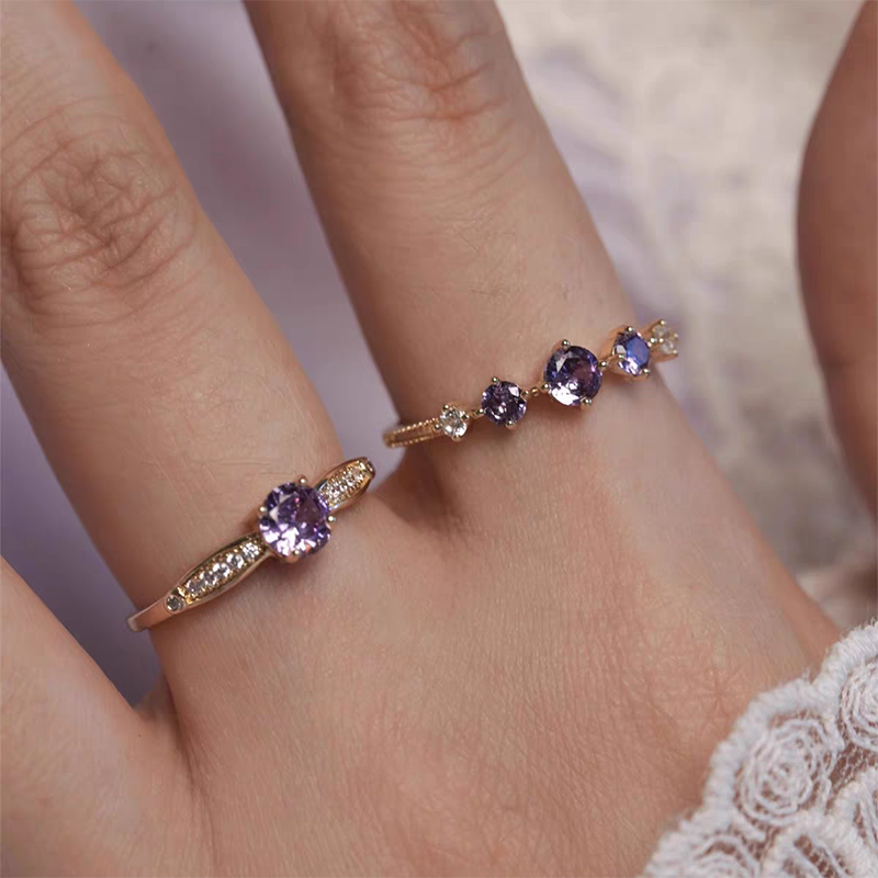 Sparkling Purple Adjustable Ring