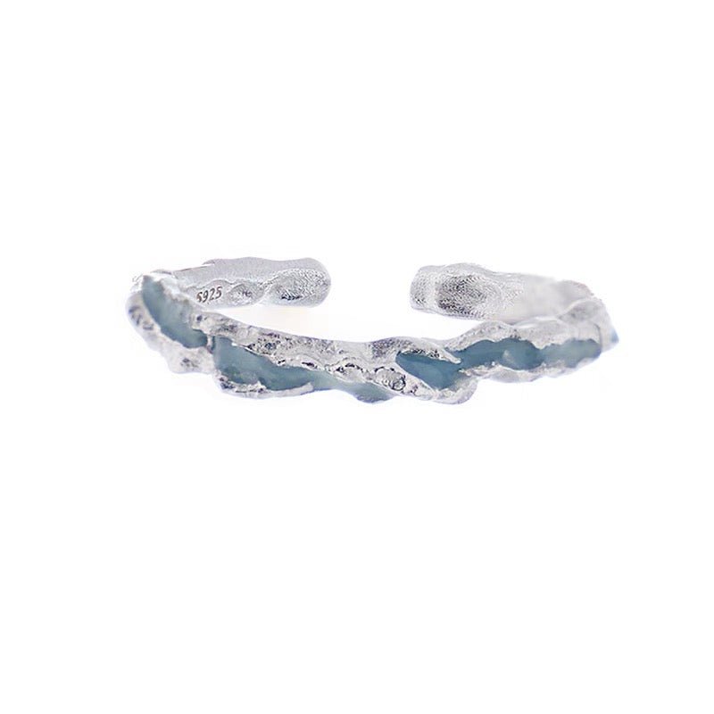 Minimalist Light Blue Open Adjustable Ring