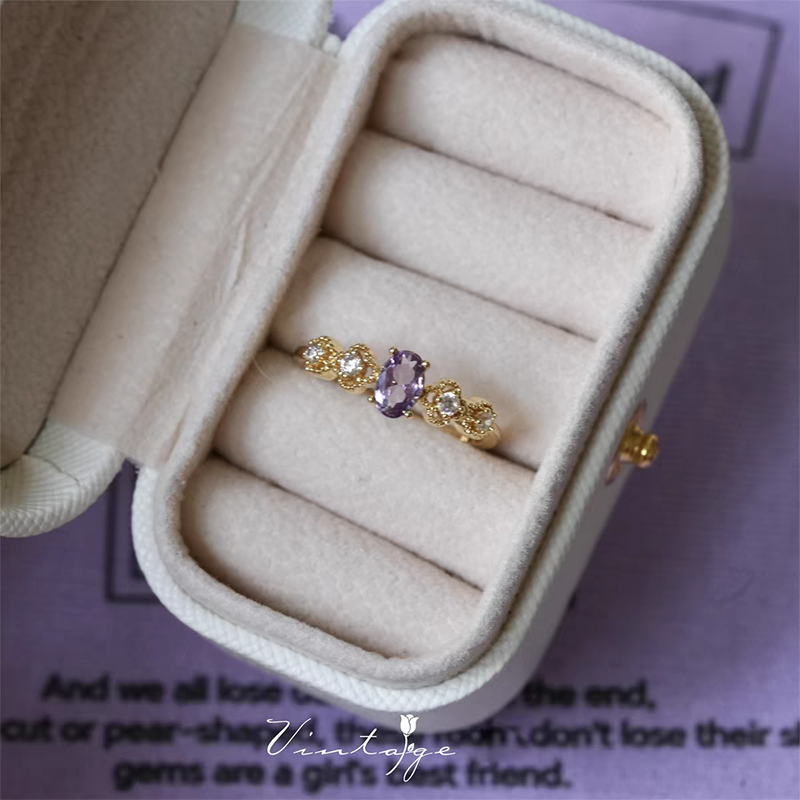 Sparkling Purple Adjustable Ring