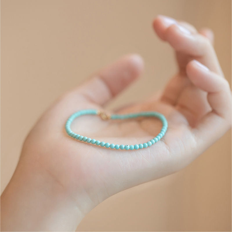 Delicate Natural Turquoise Bracelet - 2mm Thin