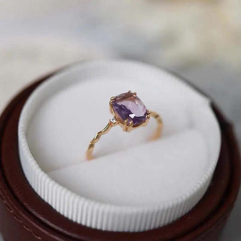 Amethyst Sugar Cube Ring