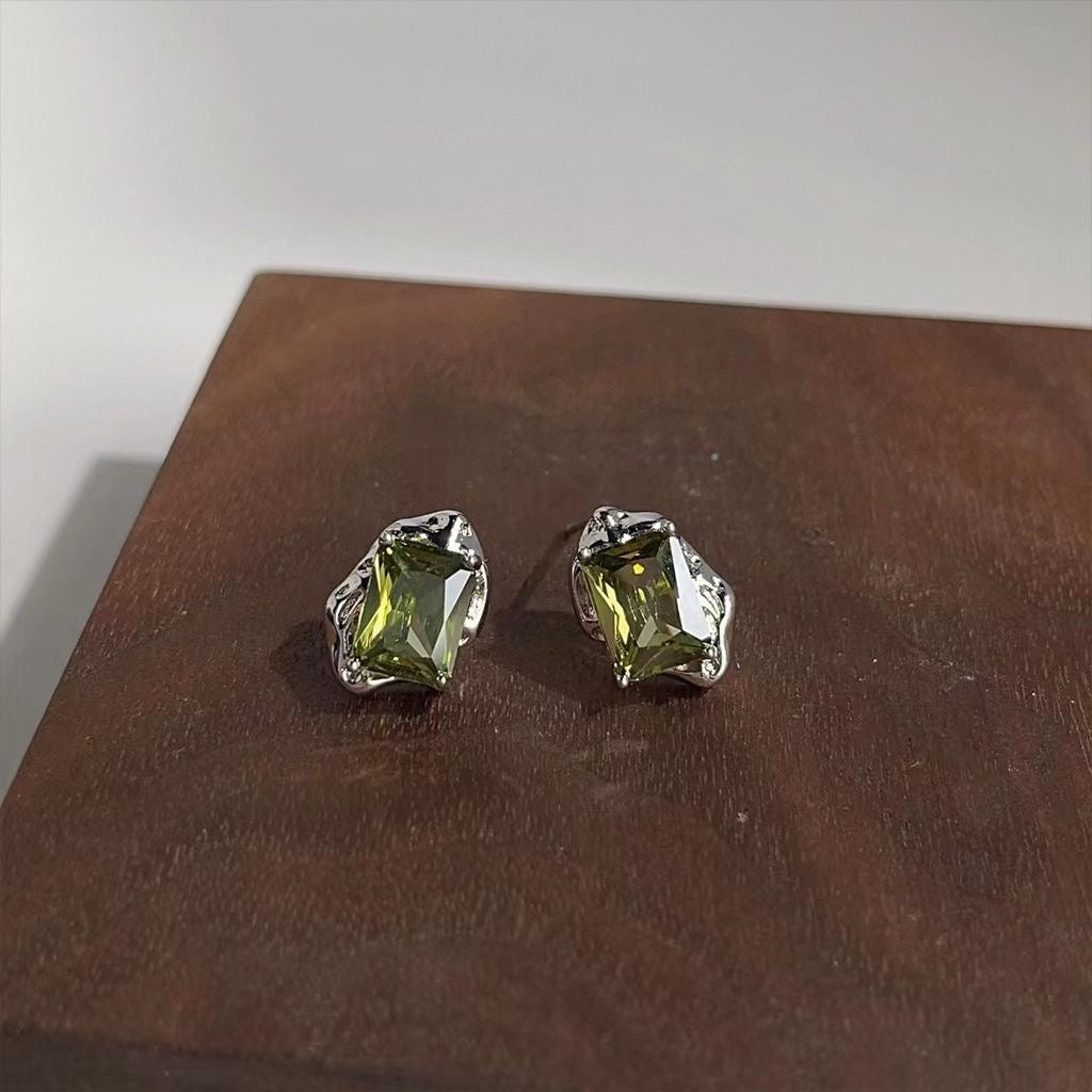 Olive Green Minimalist Earrings