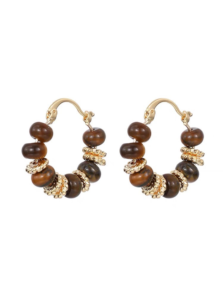 Tiger Eye Retro Stud Earrings