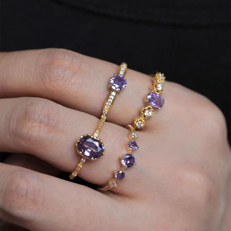 Sparkling Purple Adjustable Ring