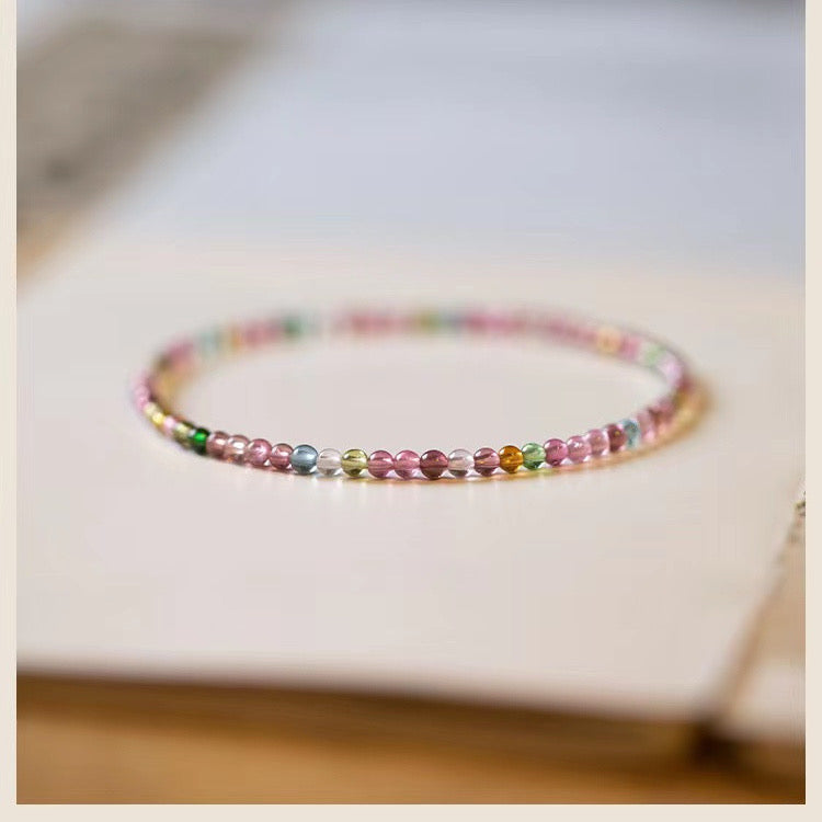 3mm Natural Rainbow Tourmaline Bracelet