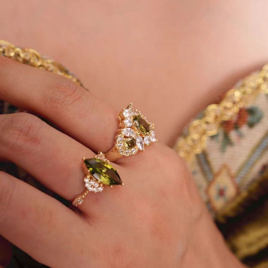 Vintage Olive Green Open Ring