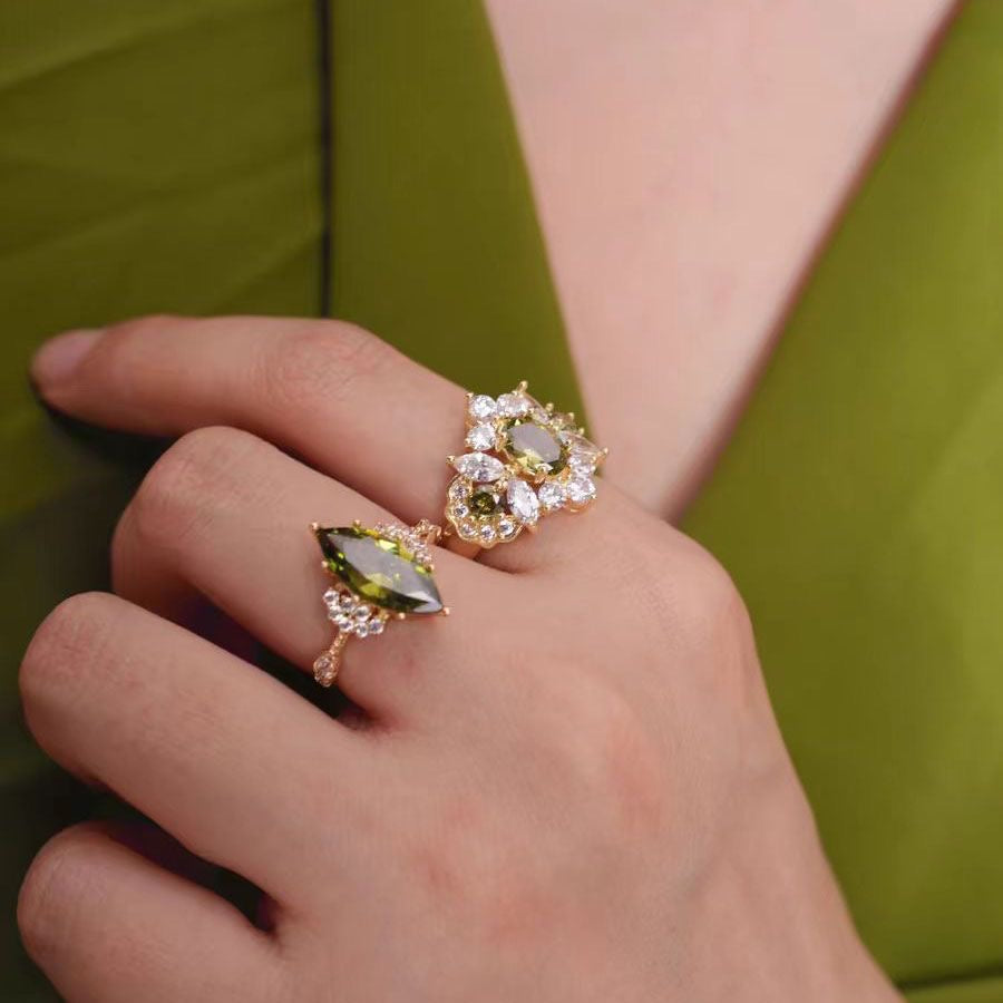 Vintage Olive Green Open Ring