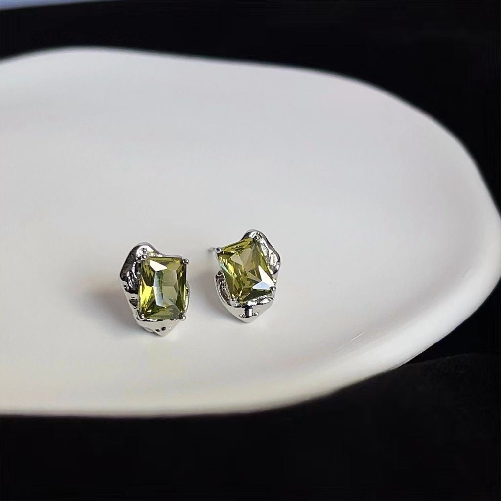 Olive Green Minimalist Earrings