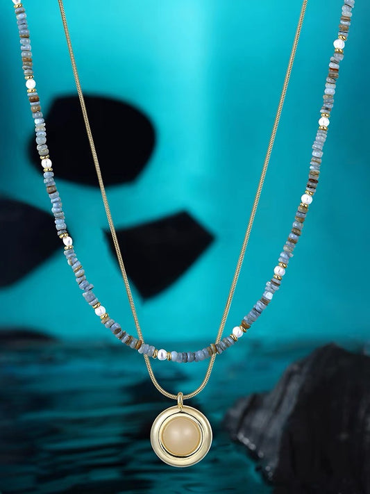 Double-Layer Natural Stone Beaded Necklace