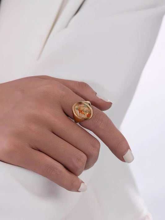 Multi-Colored Natural Stone Ring