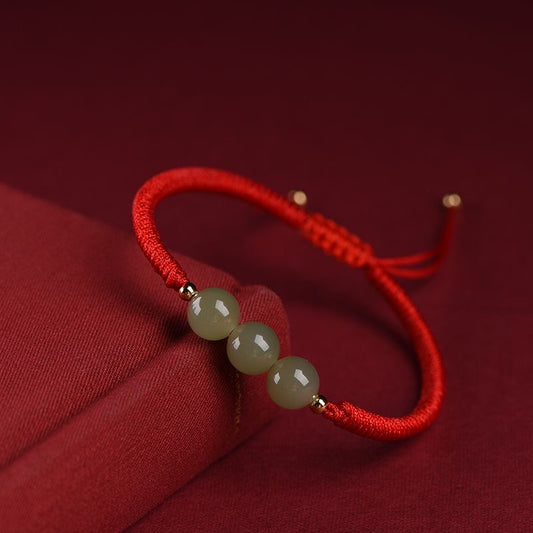 Jade and Glass Lucky Bead Bracelet