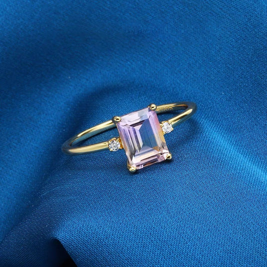 18K Gold-Plated Amethyst and Citrine Ring