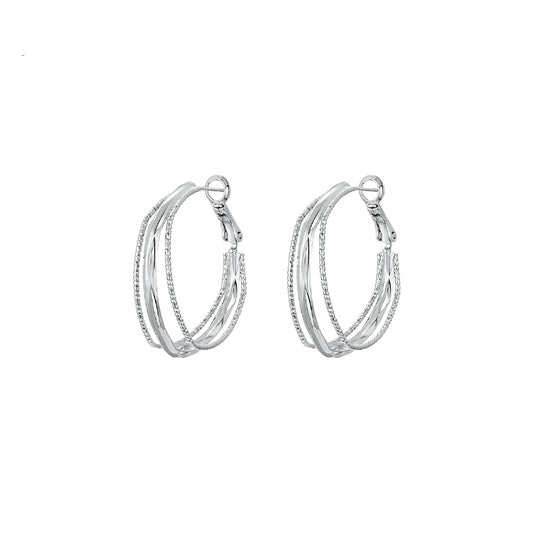 Multi-Layer Silver Hoop Earrings