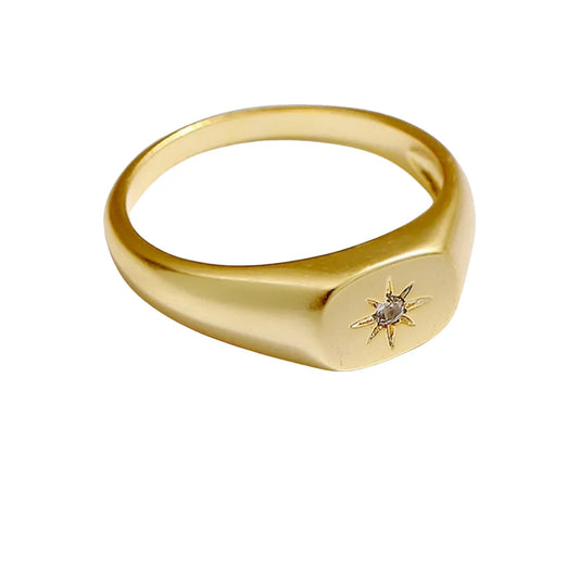 Matte Gold Plated Square Band Ring