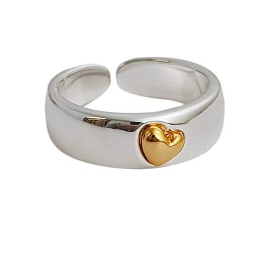 Two-tone Love Heart Open Ring