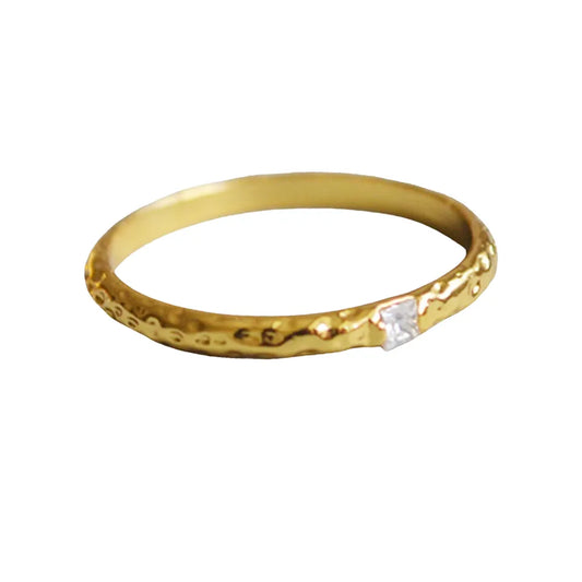 Artisanal Hammered Gold Ring Irregular Band
