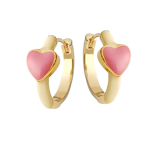 Enamel Heart Hoop Earrings