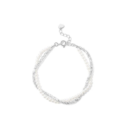 Silver-Tone Pearl Beaded Bracelet