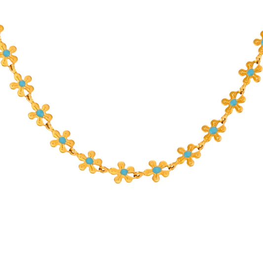 Blue Forget-Me-Not Flower Necklace