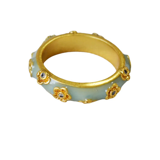 Artisanal Jade Enamel Flower Ring