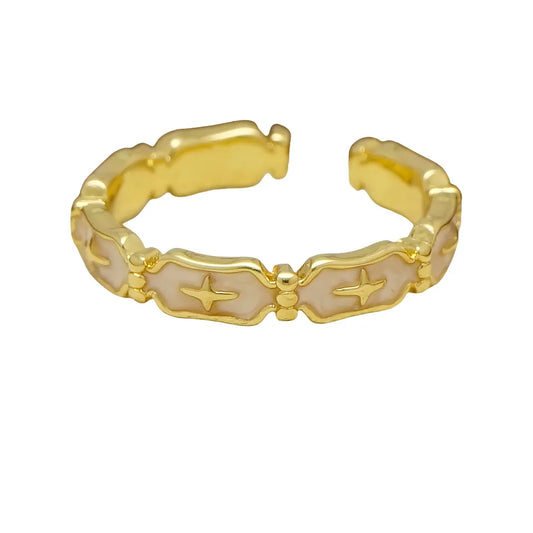 French Vintage Enamel Cross Ring