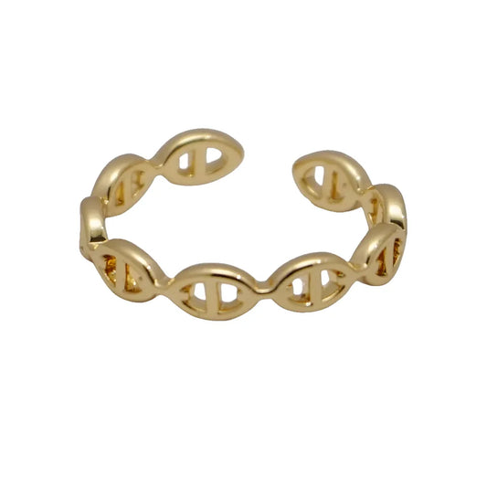 Minimalist Chain Ring - Gold Tone Open Band