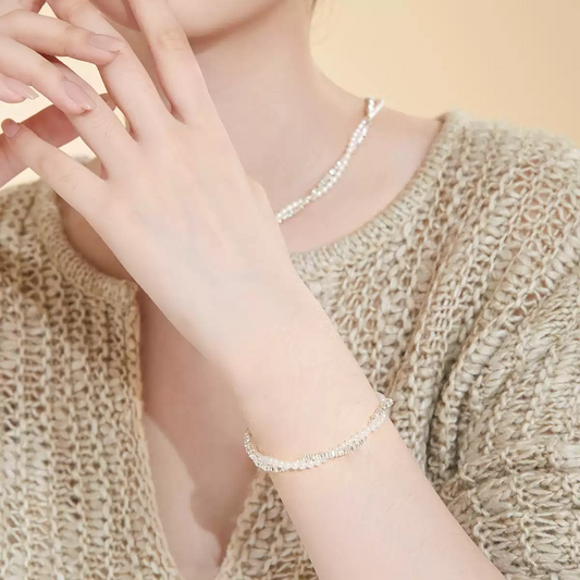 Silver-Tone Pearl Beaded Bracelet