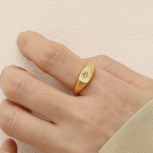 Matte Gold Plated Square Band Ring