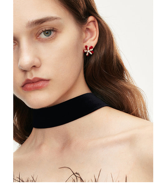 Retro Velvet Snowflake Earrings