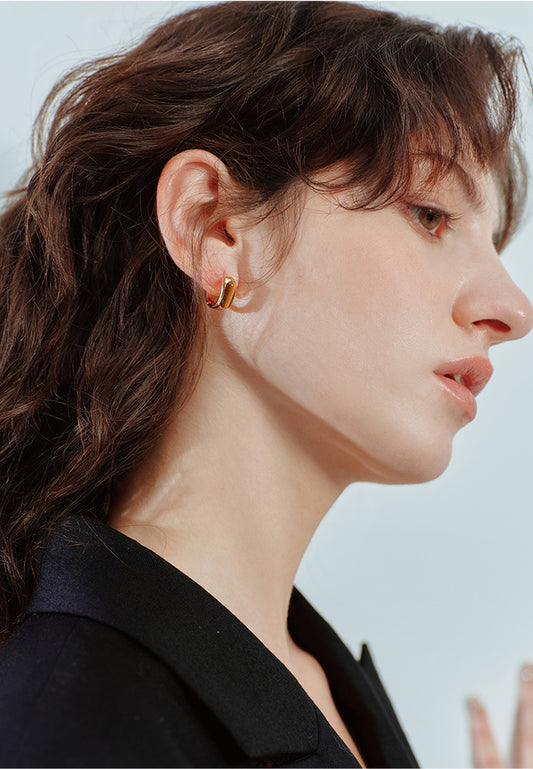 Tiger's Eye Hoop Earrings