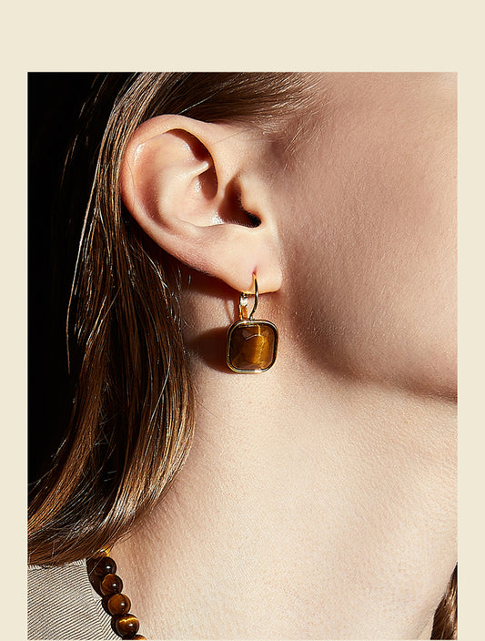 Square Tiger's Eye Earrings