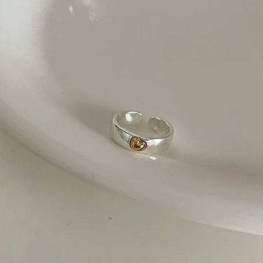 Two-tone Love Heart Open Ring
