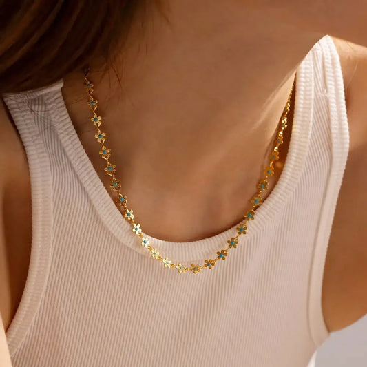 Blue Forget-Me-Not Flower Necklace