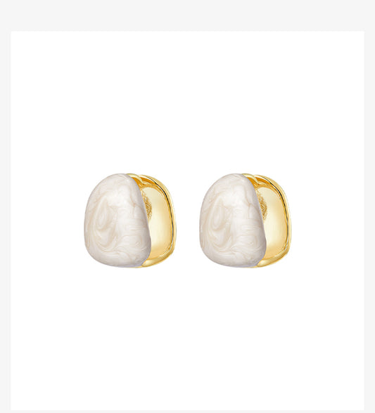 Enamel Stud Earrings Pearl-like Design Earrings